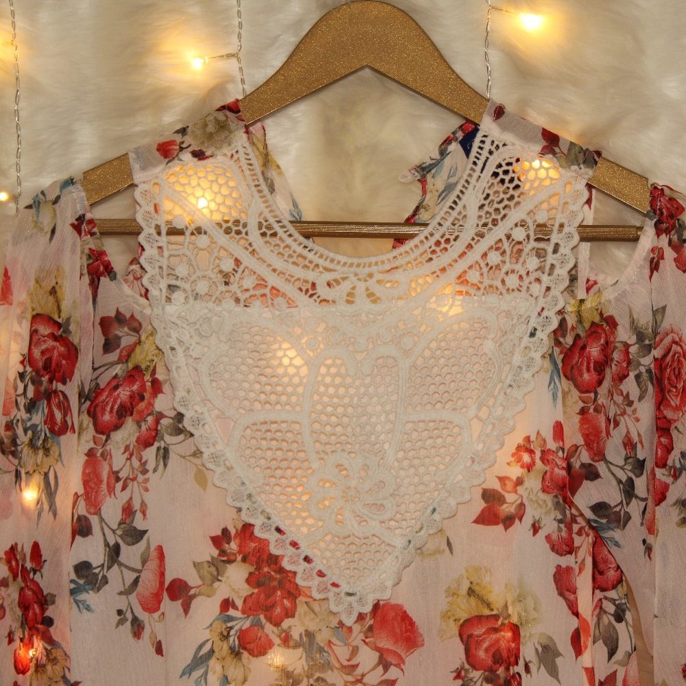 Disney Beauty and the Beast Floral Lace Blouse NWT - Picture 2 of 6